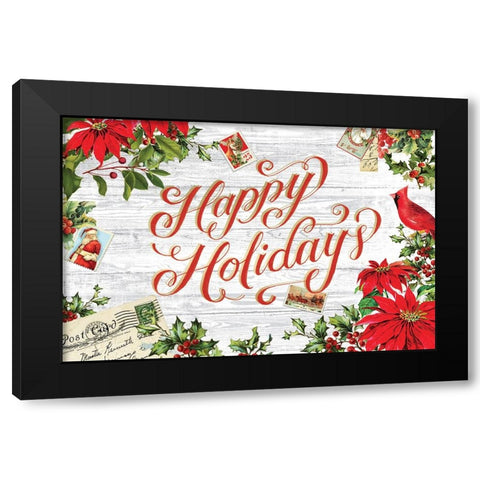Xmas Collage 3 Black Modern Wood Framed Art Print with Double Matting by Lula Bijoux And Company