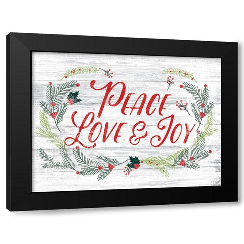 Love Peace Joy Black Modern Wood Framed Art Print by Lula Bijoux And Company