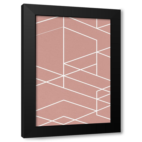 Rose Geometric 1 Black Modern Wood Framed Art Print with Double Matting by Lula Bijoux and Company