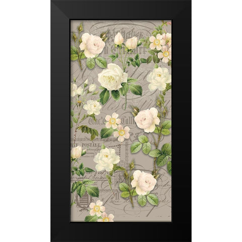 Vintage White Roses Black Modern Wood Framed Art Print by Allen, Candace