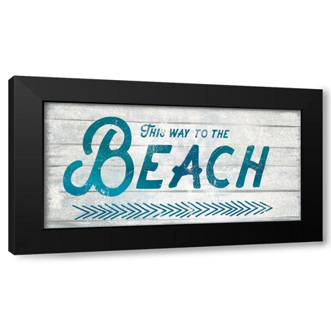 This Way To The Beach Black Modern Wood Framed Art Print with Double Matting by Lula Bijoux and Company