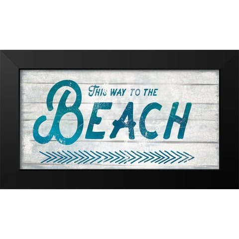 This Way To The Beach Black Modern Wood Framed Art Print by Lula Bijoux and Company