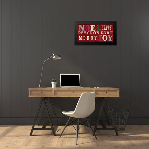 Noel Peace On Earth Black Modern Wood Framed Art Print by Lula Bijoux And Company