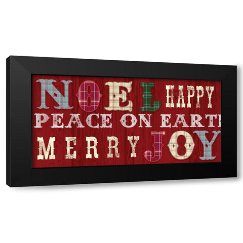 Noel Peace On Earth Black Modern Wood Framed Art Print by Lula Bijoux And Company