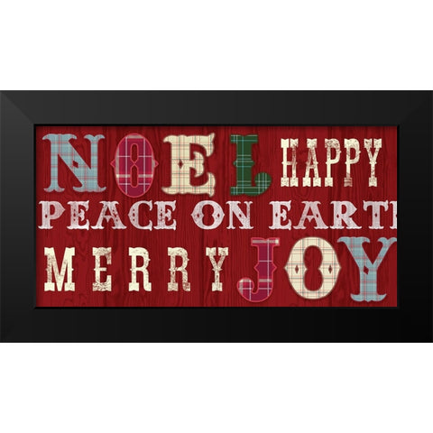 Noel Peace On Earth Black Modern Wood Framed Art Print by Lula Bijoux And Company