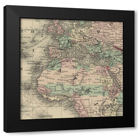 Africa Map Black Modern Wood Framed Art Print with Double Matting by Allen, Candace