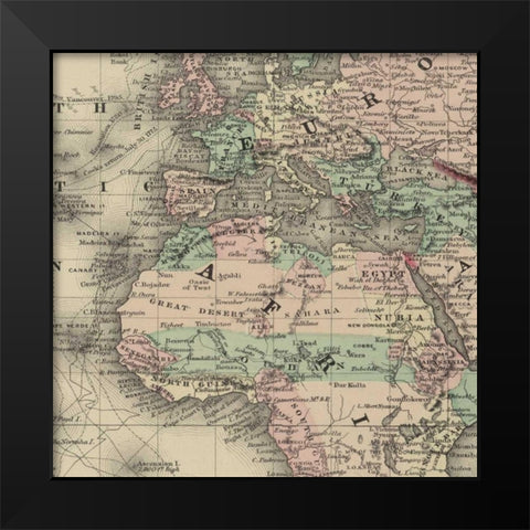 Africa Map Black Modern Wood Framed Art Print by Allen, Candace