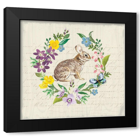 Easter Garden Wreath Black Modern Wood Framed Art Print with Double Matting by Allen, Candace