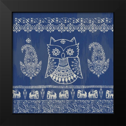 Boho Owl Blue Black Modern Wood Framed Art Print by Allen, Candace