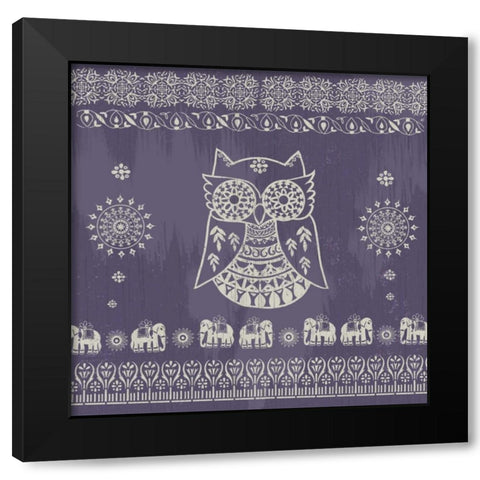 Boho Owl Purple Black Modern Wood Framed Art Print by Allen, Candace