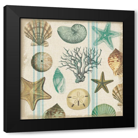 Beachcomber 1 Black Modern Wood Framed Art Print with Double Matting by Lula Bijoux and Company