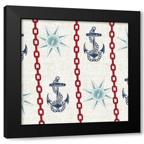 Nautical Pattern 2 Black Modern Wood Framed Art Print with Double Matting by Allen, Candace