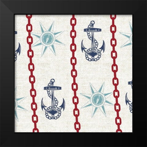 Nautical Pattern 2 Black Modern Wood Framed Art Print by Allen, Candace