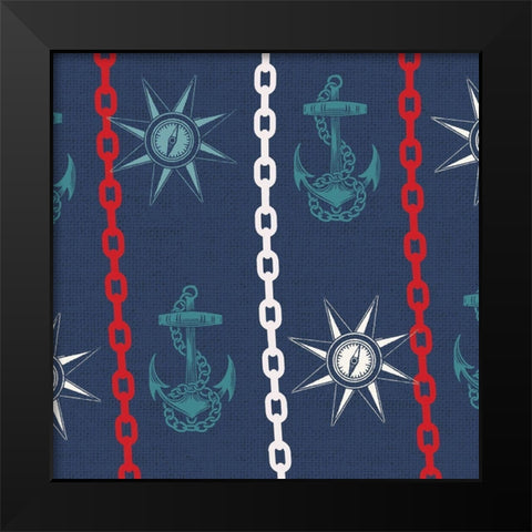 Nautical Pattern 4 Black Modern Wood Framed Art Print by Allen, Candace