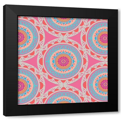 Boho Bright Mandala 1 Black Modern Wood Framed Art Print with Double Matting by Allen, Candace