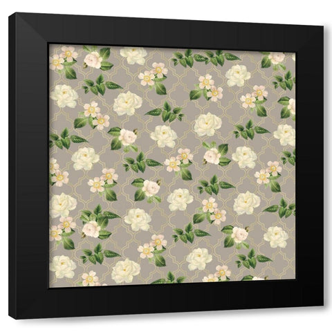 English Vintage Roses 1 Black Modern Wood Framed Art Print with Double Matting by Allen, Candace