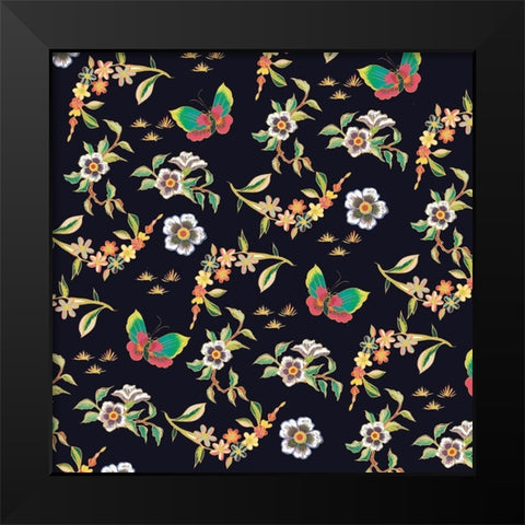 Kimono Quilt Toss 1 Black Modern Wood Framed Art Print by Allen, Candace