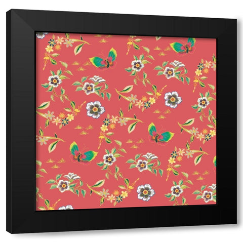 Kimono Quilt Toss 3 Black Modern Wood Framed Art Print by Allen, Candace