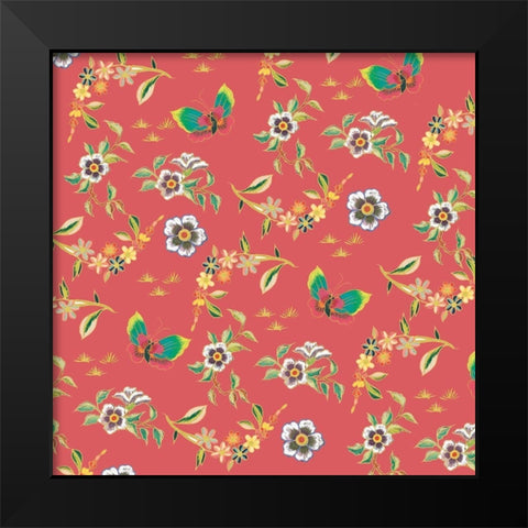 Kimono Quilt Toss 3 Black Modern Wood Framed Art Print by Allen, Candace