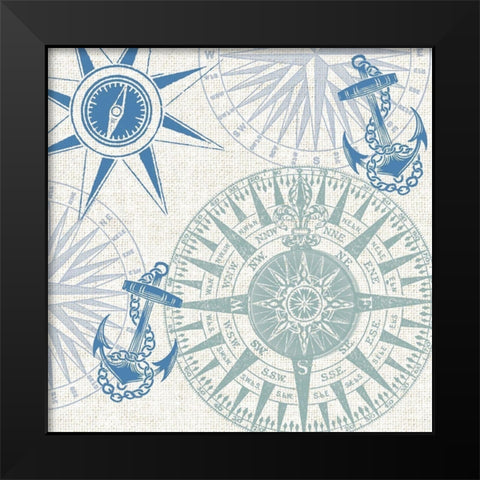 By The Sea Compass Rose 1 Black Modern Wood Framed Art Print by Allen, Candace