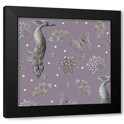 Gem Brooch Black Modern Wood Framed Art Print by Allen, Candace