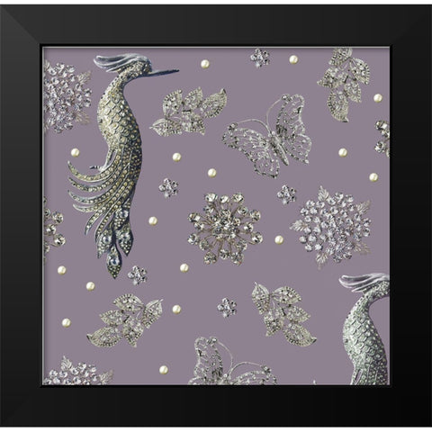 Gem Brooch Black Modern Wood Framed Art Print by Allen, Candace