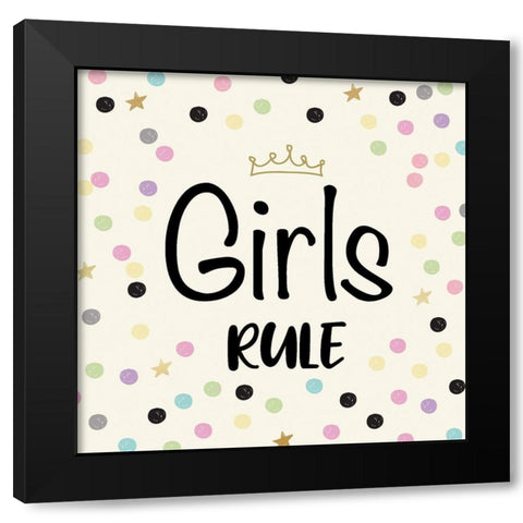 Girls Rule Black Modern Wood Framed Art Print with Double Matting by Lula Bijoux and Company