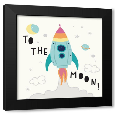 Rocket Man Black Modern Wood Framed Art Print with Double Matting by Lula Bijoux and Company