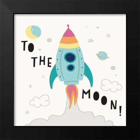 Rocket Man Black Modern Wood Framed Art Print by Lula Bijoux and Company
