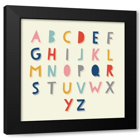 Colorful Alphabet 1 Black Modern Wood Framed Art Print with Double Matting by Lula Bijoux and Company