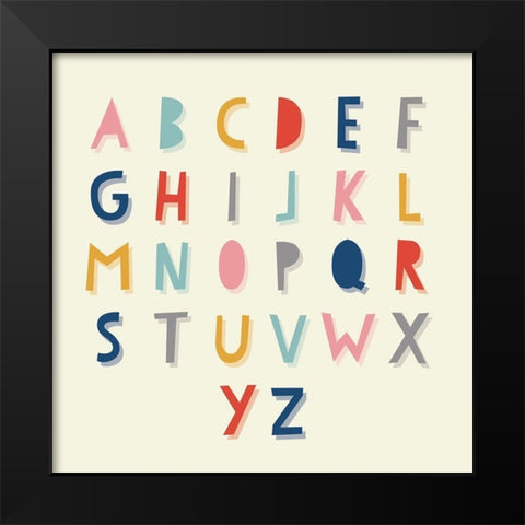 Colorful Alphabet 1 Black Modern Wood Framed Art Print by Lula Bijoux and Company