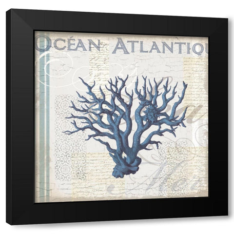 Coastal Coral Black Modern Wood Framed Art Print with Double Matting by Lula Bijoux and Company