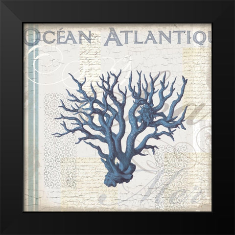 Coastal Coral Black Modern Wood Framed Art Print by Lula Bijoux and Company