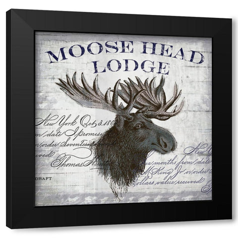 Moose Head Lodge Black Modern Wood Framed Art Print with Double Matting by Lula Bijoux and Company
