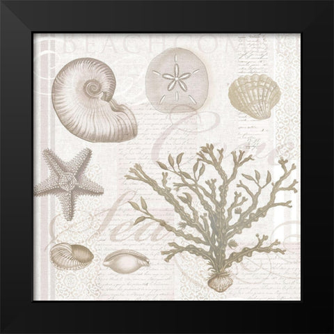 Soft Shell Collage Black Modern Wood Framed Art Print by Lula Bijoux and Company