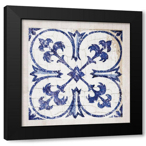 Tile Bleu 1 Black Modern Wood Framed Art Print by Lula Bijoux and Company
