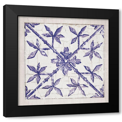 Tile Bleu 2 Black Modern Wood Framed Art Print by Lula Bijoux and Company