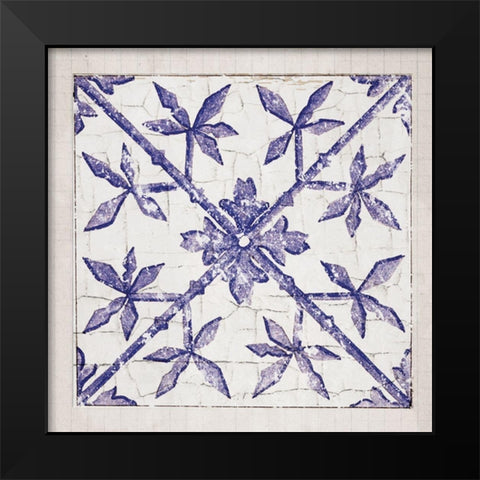 Tile Bleu 2 Black Modern Wood Framed Art Print by Lula Bijoux and Company