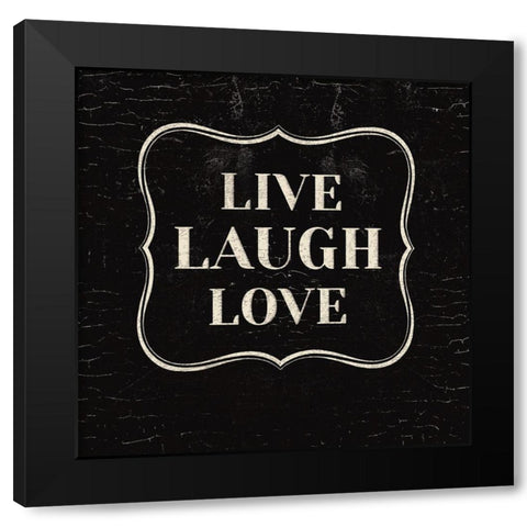 Live Laugh Love Black Modern Wood Framed Art Print with Double Matting by Lula Bijoux and Company
