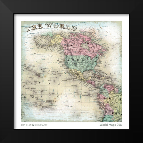 The World 2 Black Modern Wood Framed Art Print by Lula Bijoux and Company