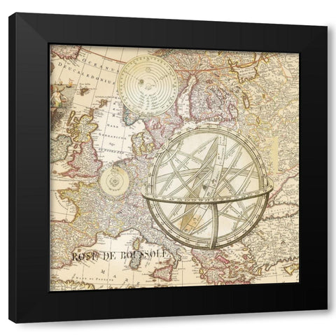 World Map with Solar Black Modern Wood Framed Art Print with Double Matting by Lula Bijoux and Company