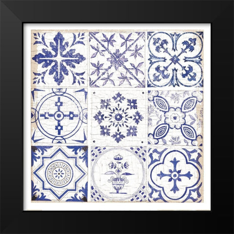 Blue Tiles 1 Black Modern Wood Framed Art Print by Lula Bijoux and Company