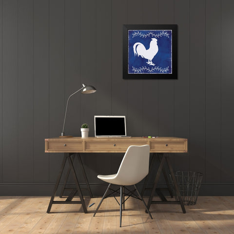 Roosters Black Modern Wood Framed Art Print by Lula Bijoux and Company