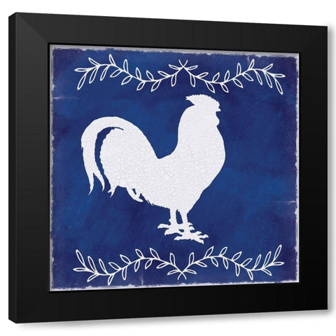 Roosters Black Modern Wood Framed Art Print with Double Matting by Lula Bijoux and Company