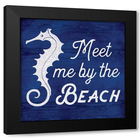 Meet Me By The Beach Black Modern Wood Framed Art Print with Double Matting by Lula Bijoux and Company