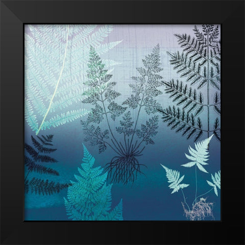 Ferns Navy Black Modern Wood Framed Art Print by Lula Bijoux and Company