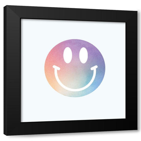 HappyfaceWatercolor Black Modern Wood Framed Art Print by Lula Bijoux and Company