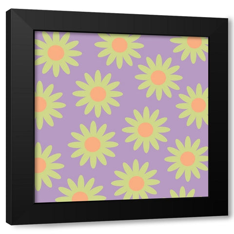 Fun Floral Black Modern Wood Framed Art Print with Double Matting by Lula Bijoux and Company