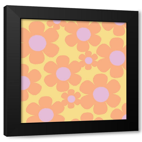 Happy Floral 2 Black Modern Wood Framed Art Print with Double Matting by Lula Bijoux and Company