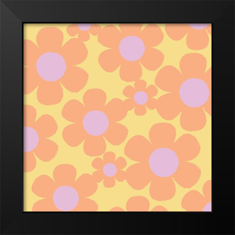 Happy Floral 2 Black Modern Wood Framed Art Print by Lula Bijoux and Company